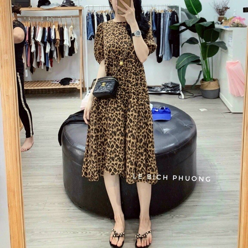 [Mã SKAMA06 giảm 8% tối đa 50K đơn 250K] Váy banbydoll hoạ tiết da báo