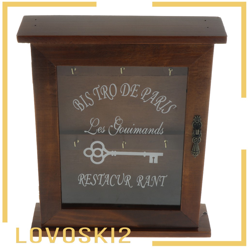 Vintage European Style Wooden Key Storage Cabinet Key Holder Box-Brown