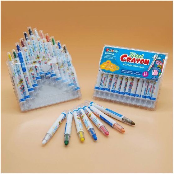 Văn Phòng Phẩm DUKA: Bút Sáp Màu Xoay Twist Crayon 12 Màu Túi Nhựa PVC: DK3301-12