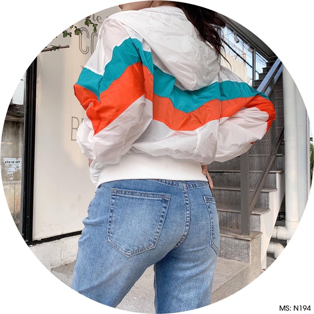 Áo khoác dù nữ phối 3 màu cầu vồng ảnh thật | BigBuy360 - bigbuy360.vn