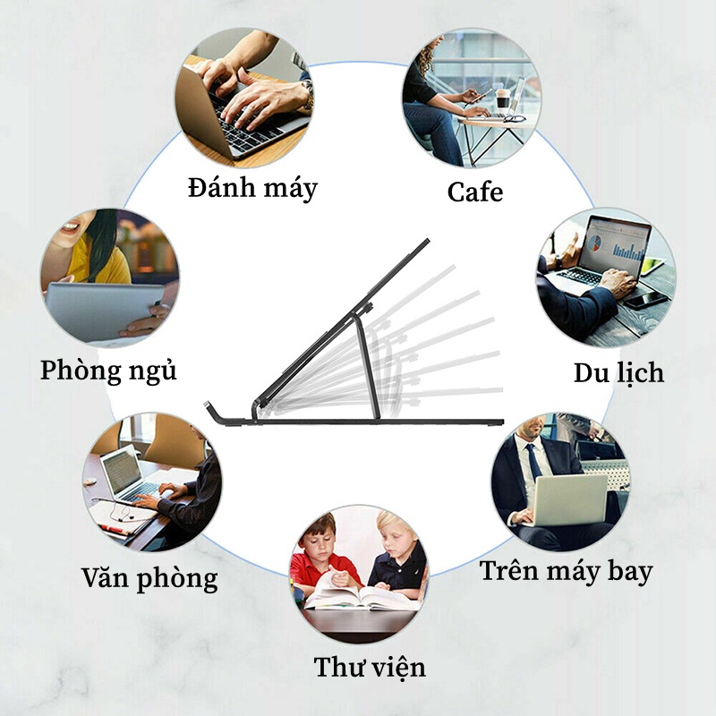 Giá đỡ Laptop, Giá đỡ tản nhiệt máy tính, Gia kê MacBook, kệ đỡ máy tính tản nhiệt, gấp gọn, chất liệu nhôm cao cấp