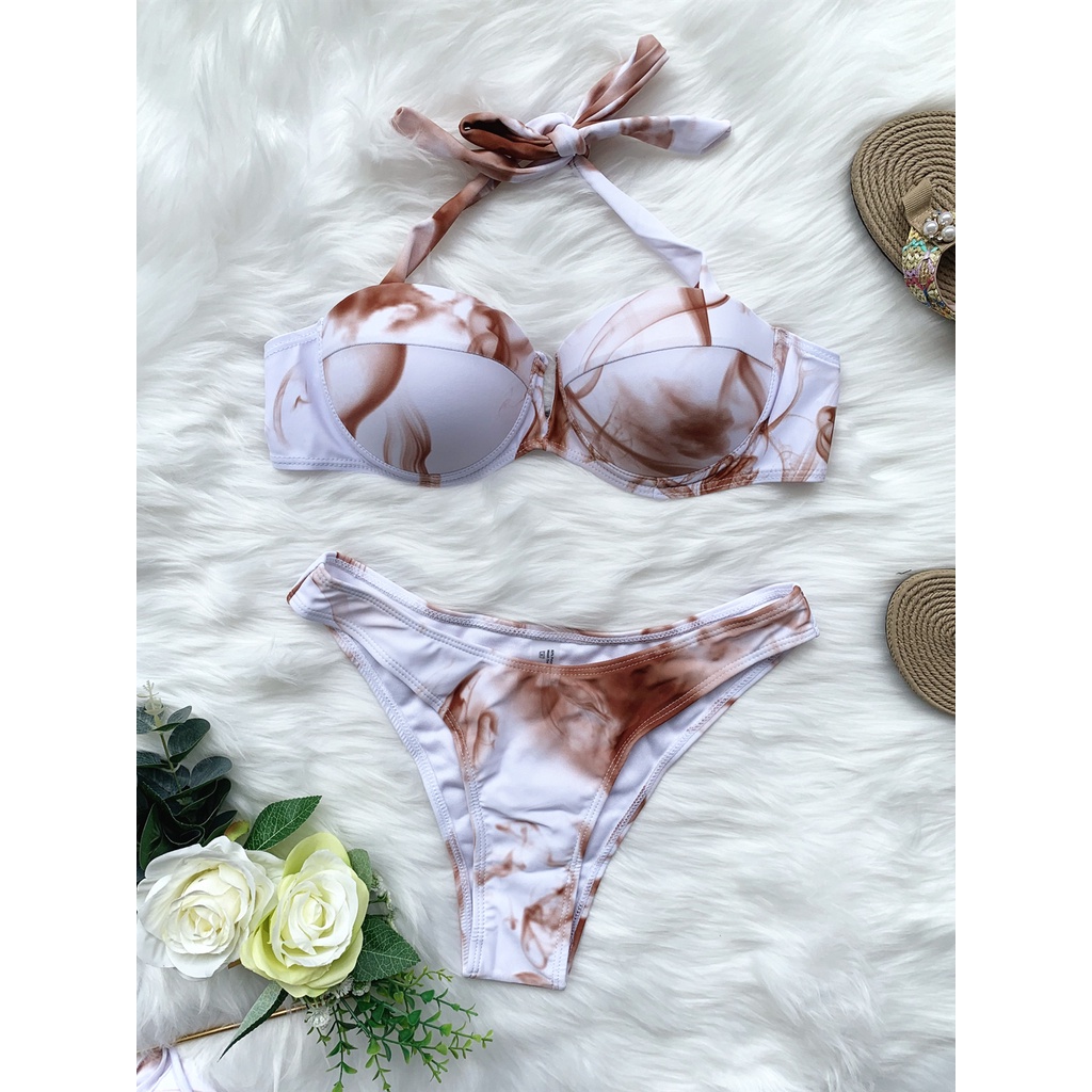 Bộ đồ bơi 3 mảnh có mút nâng ngực in họa tiết mực cho nữ CA37 | BigBuy360 - bigbuy360.vn