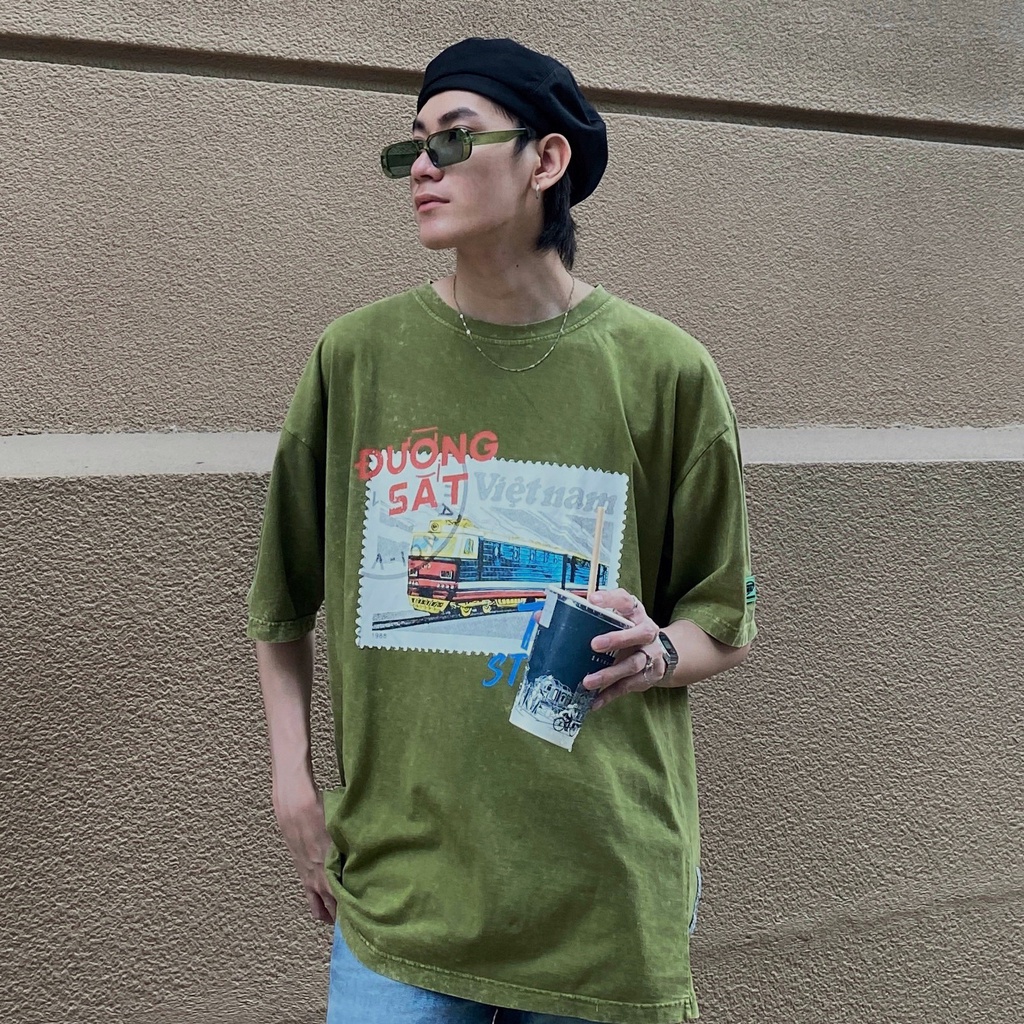 THELSTUDIOS Áo Thun Wash Đường Sắt Việt Nam