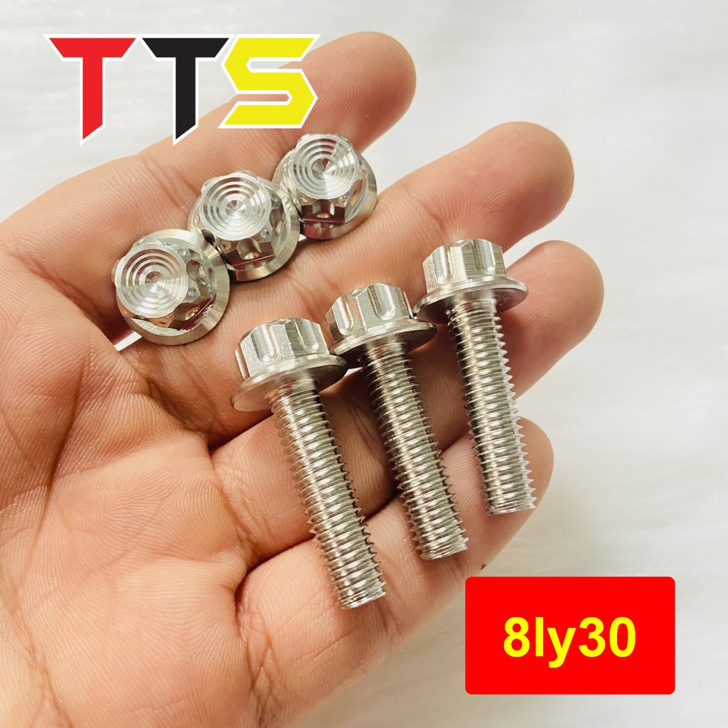 ( 8ly V2 ) Ốc 8LY Salaya V2  size 8ly15, 8ly25, 8ly30, 8ly40 lắp gác chân, treo pô, ghi đông xe máy