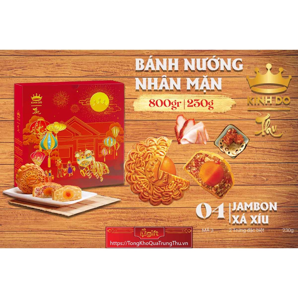 Bánh Trung Thu Kinh Đô Nướng JamBon Xá Xíu - 2 Trứng Đặc Biệt (KD.3)