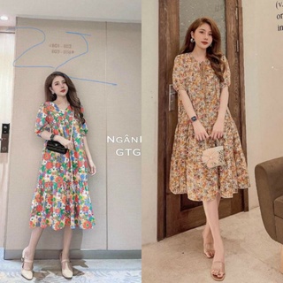Váy bầu thời trang hoa nhí BN21 chất lụa hàn mỏng nhẹ free size