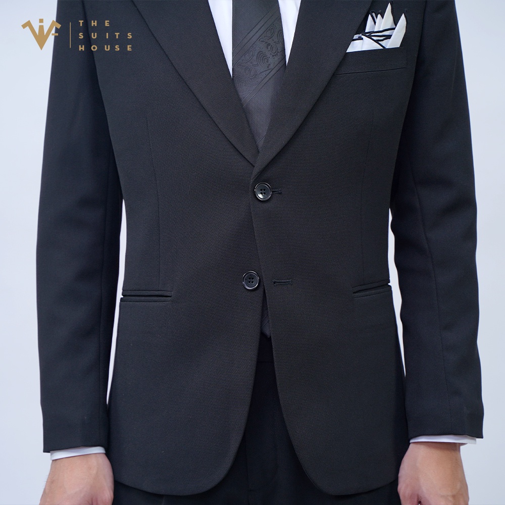 Bộ vest nam áo blazer suits quần tây đen 2 khuy, form ôm, satorial, vải WOOL The Suits House