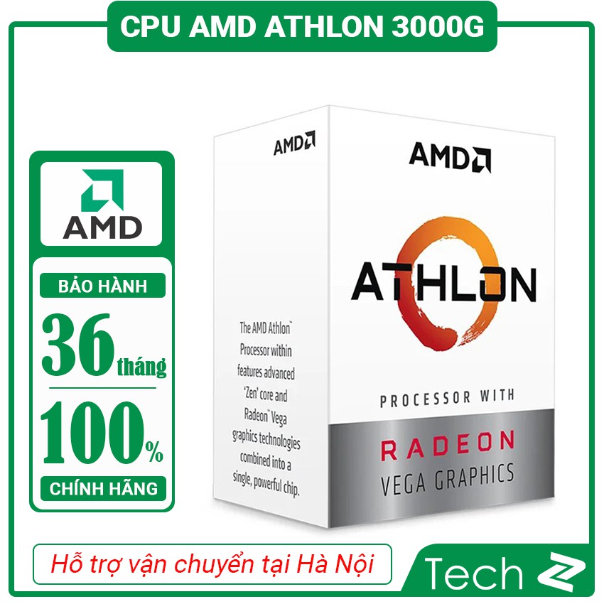 CPU AMD Athlon 3000G (3.5GHz, 2 nhân 4 luồng , 5MB Cache, 35W)