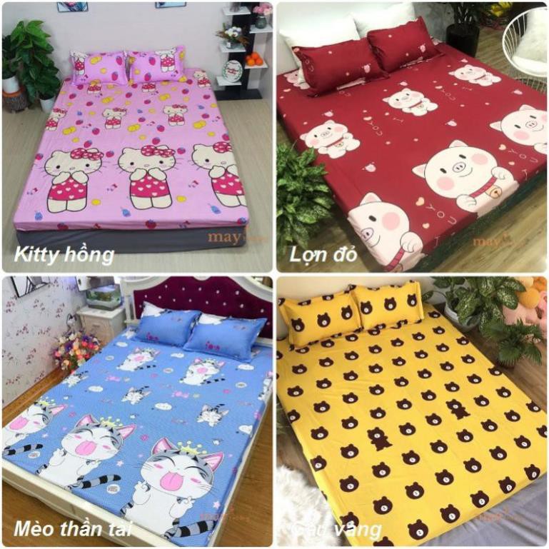 Bộ Drap Bọc Nệm (Đệm) Trải Giường m6 hoặc m8 Kèm 2 Vỏ Áo Gối Poly Cotton Nhiều Mẫu ...