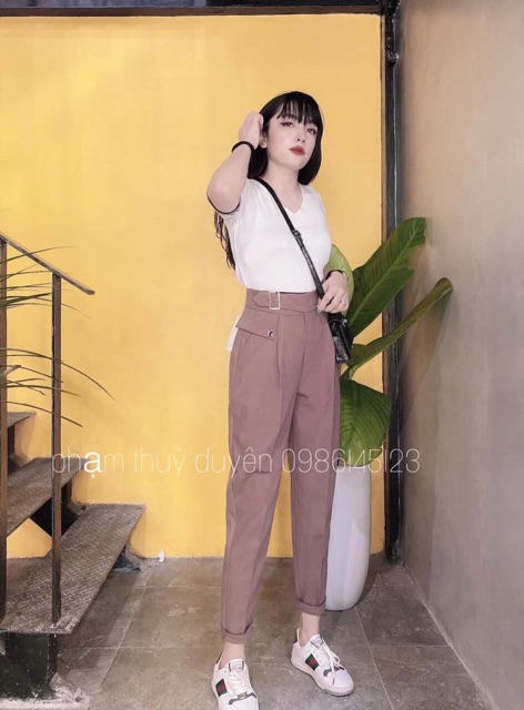 Quần Baggy vải khuy vuông - form chuẩn đẹp