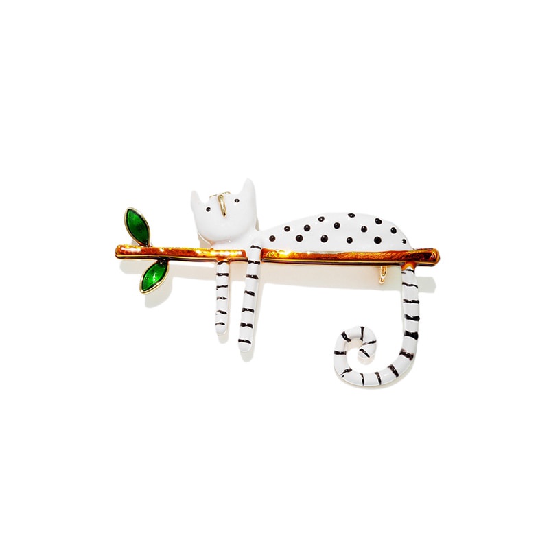 Ghim cài áo hình chú mèo trên nhánh cây thời trang xinh xắn