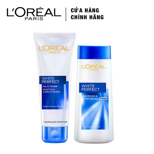 Bộ đôi sữa rửa mặt 100ml và nước hoa hồng 200ml giúp làm sạch trắng mịn da L'Oreal Paris White Perfect _ TUPLP00028CB | WebRaoVat - webraovat.net.vn