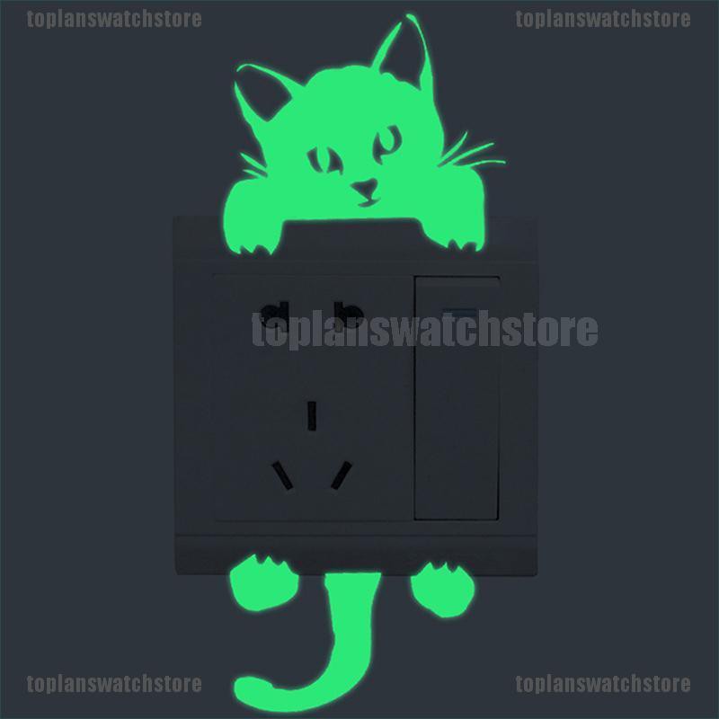 [MULINHE] Sticker Dán Công Tắc Điện Hình Mèo Phát Sáng Trong Bóng Tối Trang Trí Nhà Cửa Có Thể Thá