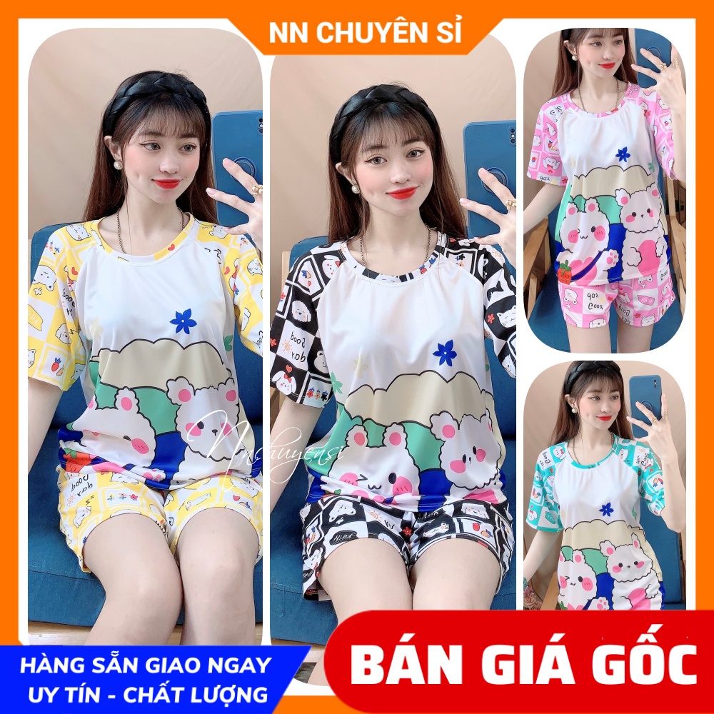 Đồ bộ nữ mặc nhà in hình bò sữa in hình hoạt hình dễ thương  Đồ bộ chất thun mềm mịn mát BTT