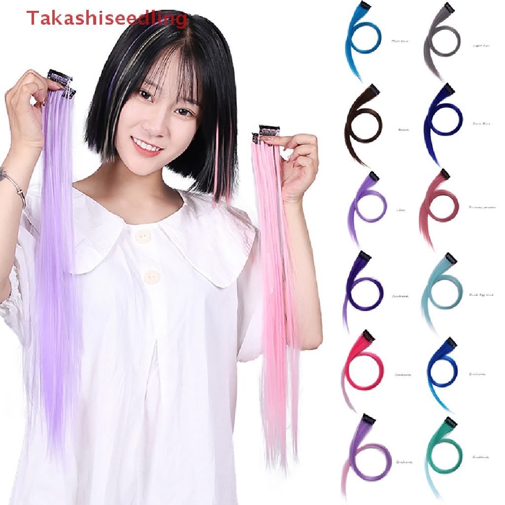 (Takashiseling) Tóc Giả Tai Thỏ Dài Vô Hình Màu Sắc Gradient Kèm Kẹp Tóc Giả