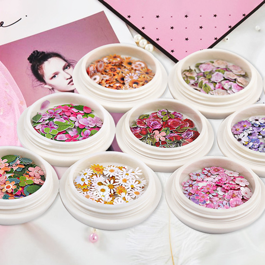 [Hàng mới về] Hộp 50 miếng dán trang trí móng tay nghệ thuật họa tiết hoa khô xinh xắn thời trang