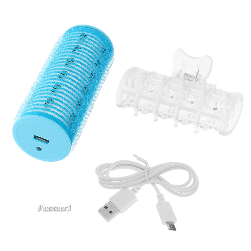 [Fenteer1] Kẹp Uốn Tóc Hai Đầu Sạc USB Màu Hồng Dùng Tại Nhà / Salon