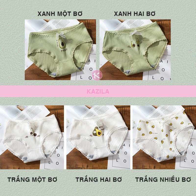 Quần lót nữ hình quả bơ gân tăm dễ thương, quần lót cotton xuất Nhật Kazila QLH7G