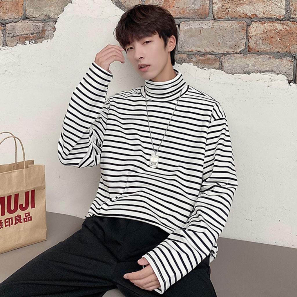 [Mua 1 Tặng 1] Áo Thun Dài Tay Kẻ Ngang Đen Trắng Với Áo Khoác Bò Phong Cách Hàn Quốc Hot Trend 2020, Tặng 1 Đôi Tất | BigBuy360 - bigbuy360.vn