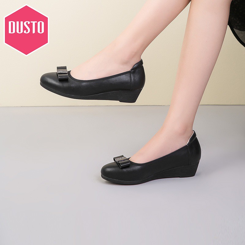 Giày bít Dusto da mềm, đế xuồng thấp cao 3.5cm (size 35, 37)