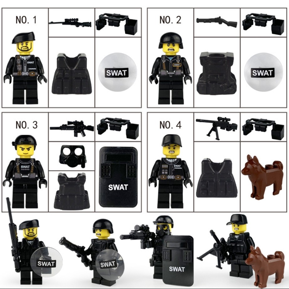 Bộ minifigures Đội đặc nhiệm SWAT Sun  Cloud 1629 - 4 minifigs