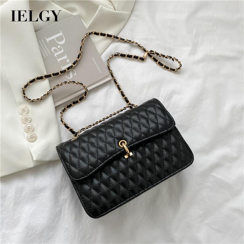 Túi đeo chéo IELGY họa tiết kẻ sọc hình thoi thời trang đơn giản dành cho nữ