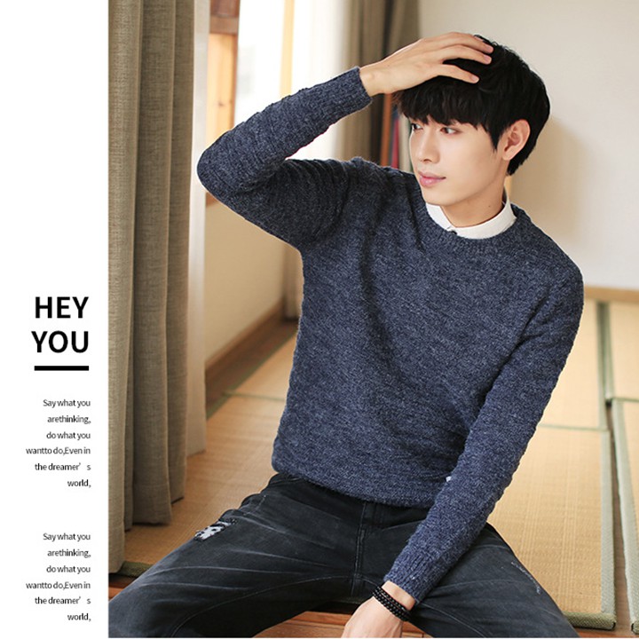 Áo len dệt kim cổ tròn dày mặc ấm - Mã số: AL1702