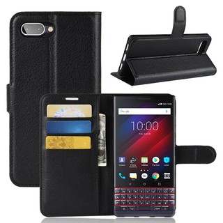 Bao da điện thoại dạng ví màu trơn cho BlackBerry Key 2 LE/Key2 Lite