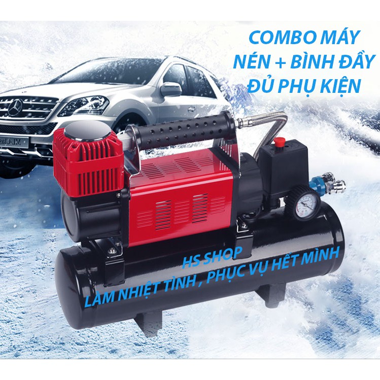 COMBO MÁY NÉN KHÍ 12V ĐẦY ĐỦ PHỤ KIỆN
