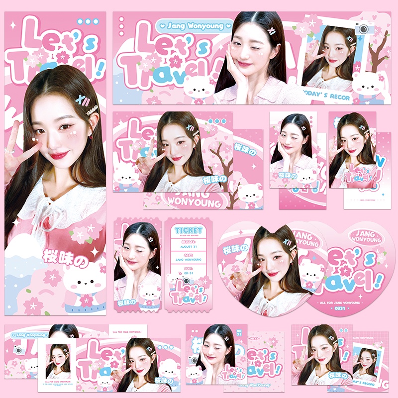 WonYoung Set 9 Tấm Thẻ Ảnh In Hình Trái Tim Xinh Xắn
