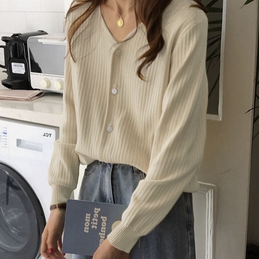 Áo Khoác Cardigan Dệt Kim Tay Dài Dáng Rộng Phong Cách Hàn Quốc Thời Trang Mùa Thu Hàng Mới Dành Cho Bạn Nữ