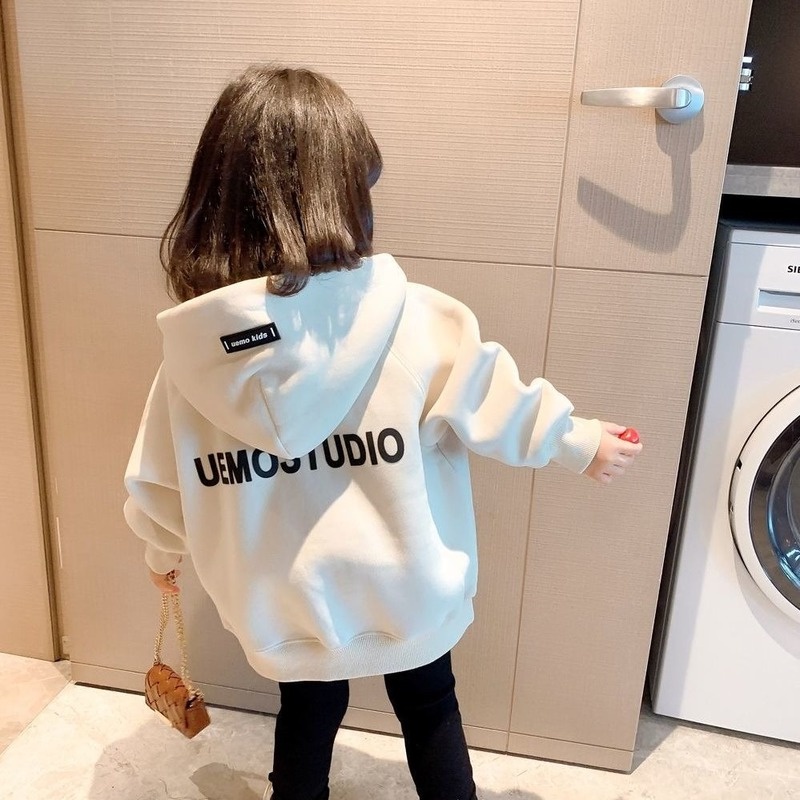 Áo khoác in họa tiết chữ phong cách Hàn Quốc cho bé gái