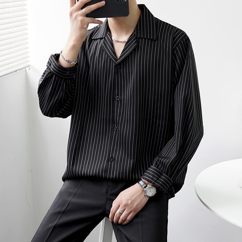 áo sơ mi nam Cổ Vest trắng đen dài tay kiểu mới hàn quốc cao cấp công sở dáng ôm body vải lụa trơn không nhăn co giãn