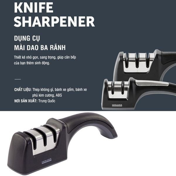 Dụng cụ mài dao Lock&Lock CKK112- ba rãnh/ CKK113- CKK114- 4 rãnh, hàng chính hãng