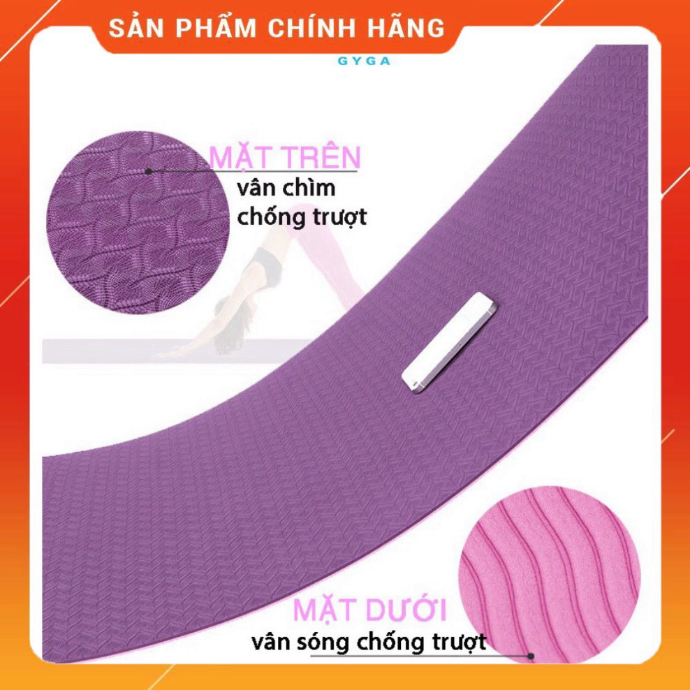 Thảm Tập Yoga chống trượt 2 lớp dày 8mm chất liệu cao su non TPE cao cấp tấm thảm tập gym thể dục tại nhà GYGA