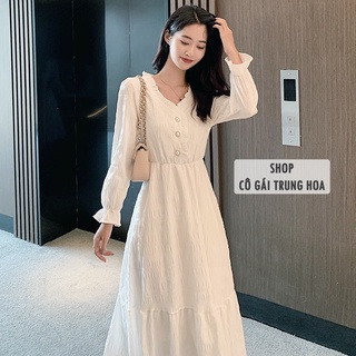 [ẢNH THẬT] Váy/Đầm trắng voan nhún viền bèo tiểu thư dáng xòe qua gối