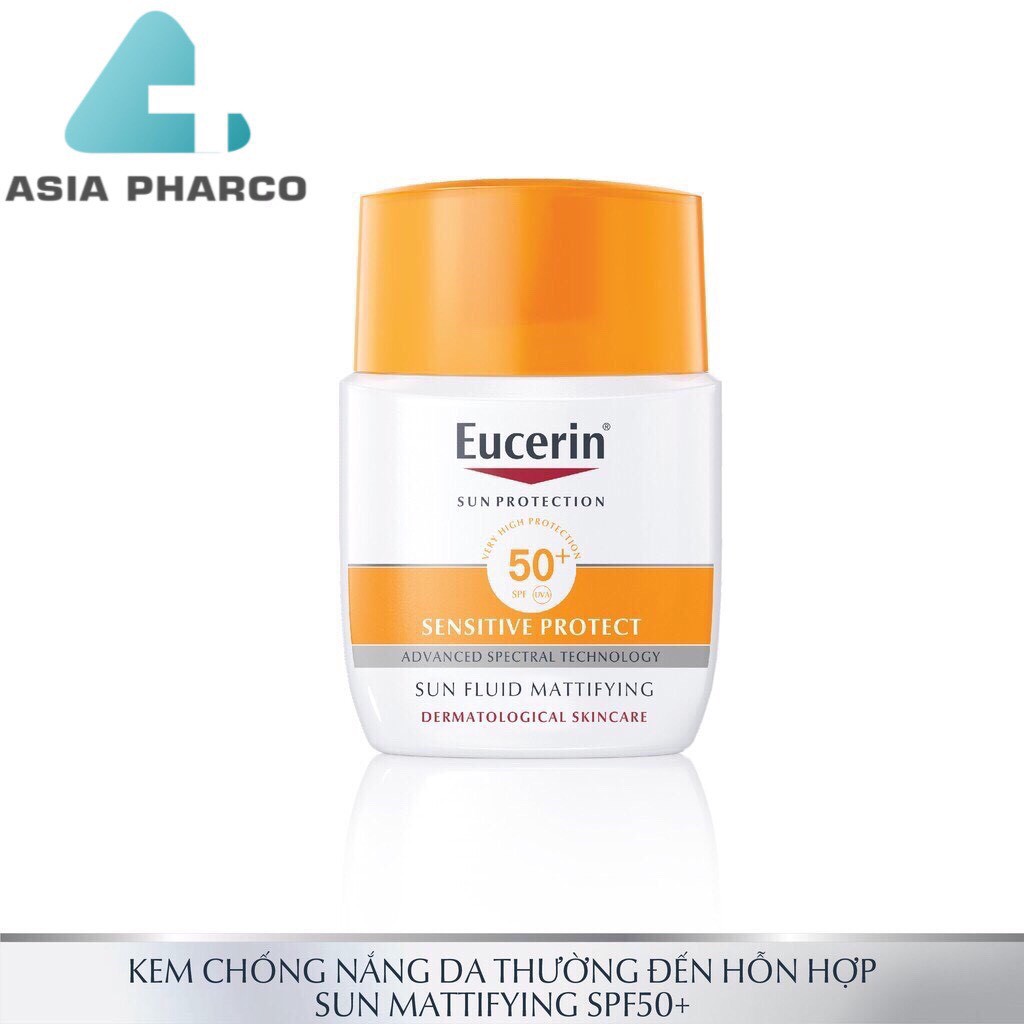 Kem chống nắng không gây nhờn rít cho da thường và da hỗn hợp Eucerin Sun Fluid Mattifying Face SPF50+ 50ml