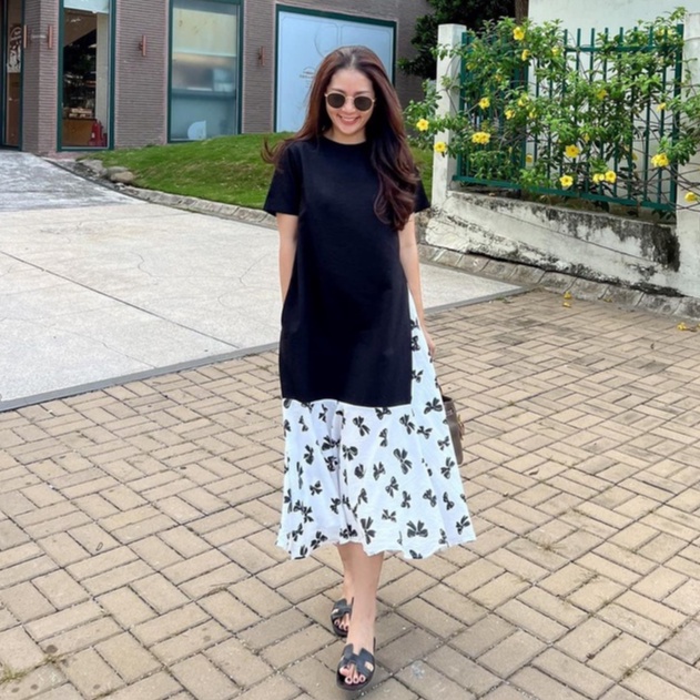 MYA - VÁY ĐẦM ĐŨI NHĂN PHỐI NƠ NHÍ FORM DÀI TÔN DÁNG