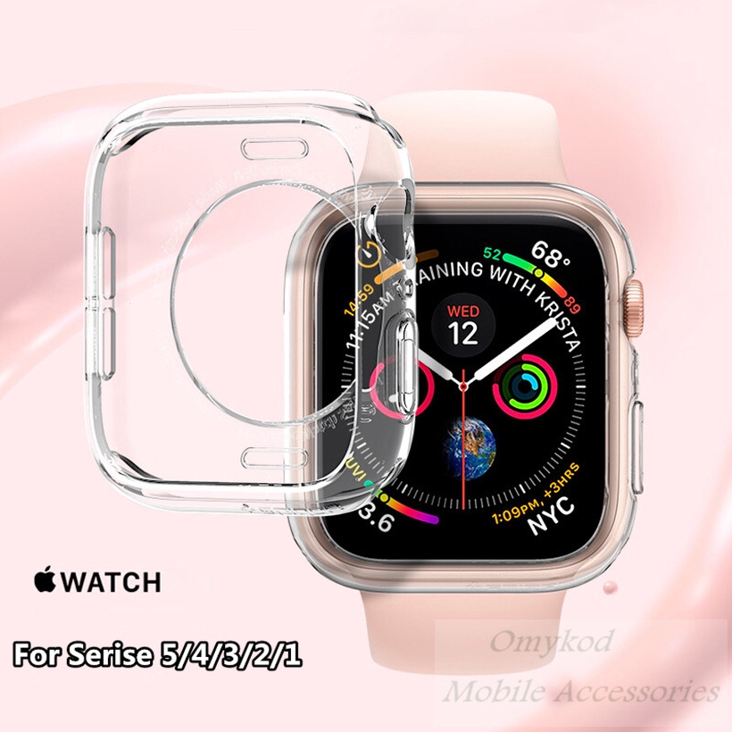 Vỏ silicone trong suốt cho màn hình đồng hồ Apple Watch 5 / 4 / 3 / 2 / 1 40mm 44mm