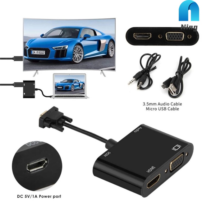 Bộ Chuyển Đổi vga 3 Trong 1 Sang HDMI vga + vga + Âm Thanh Chất Lượng Cao