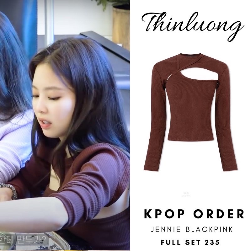 ( Sẵn - Video ) Áo thun nâu đỏ Jennie Blackpink 007