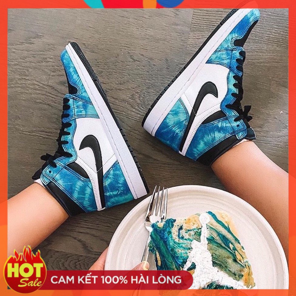 Giày thể thao Air 𝐉𝐨𝐫𝐝𝐚𝐧 Tie Dye Cao Cổ [Ảnh Thật] Giày JD1 xanh loang cao cổ nam nữ full Box Bill