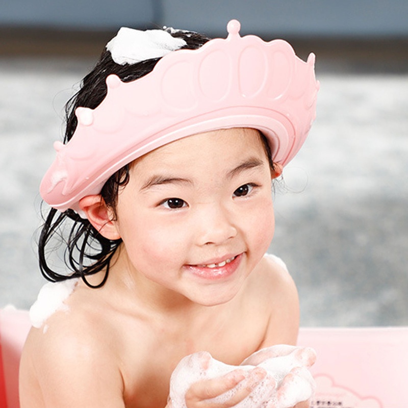 Mũ Chắn Nước Gội Đầu Bảo Vệ Tai Hình Vương Miện Tùy Chỉnh Tiện Dụng Cho Bé