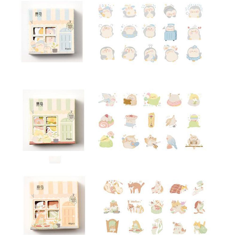 Set 45 Miếng Dán Ghi Chú Họa Tiết Nhật Ký Hàn Quốc Cho Học Sinh