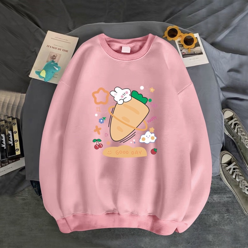 ÁO SWEATER NAM NỮ CARROT GOOD DAY ,VẢI NỈ NHIỀU MÀU LỰA CHỌN