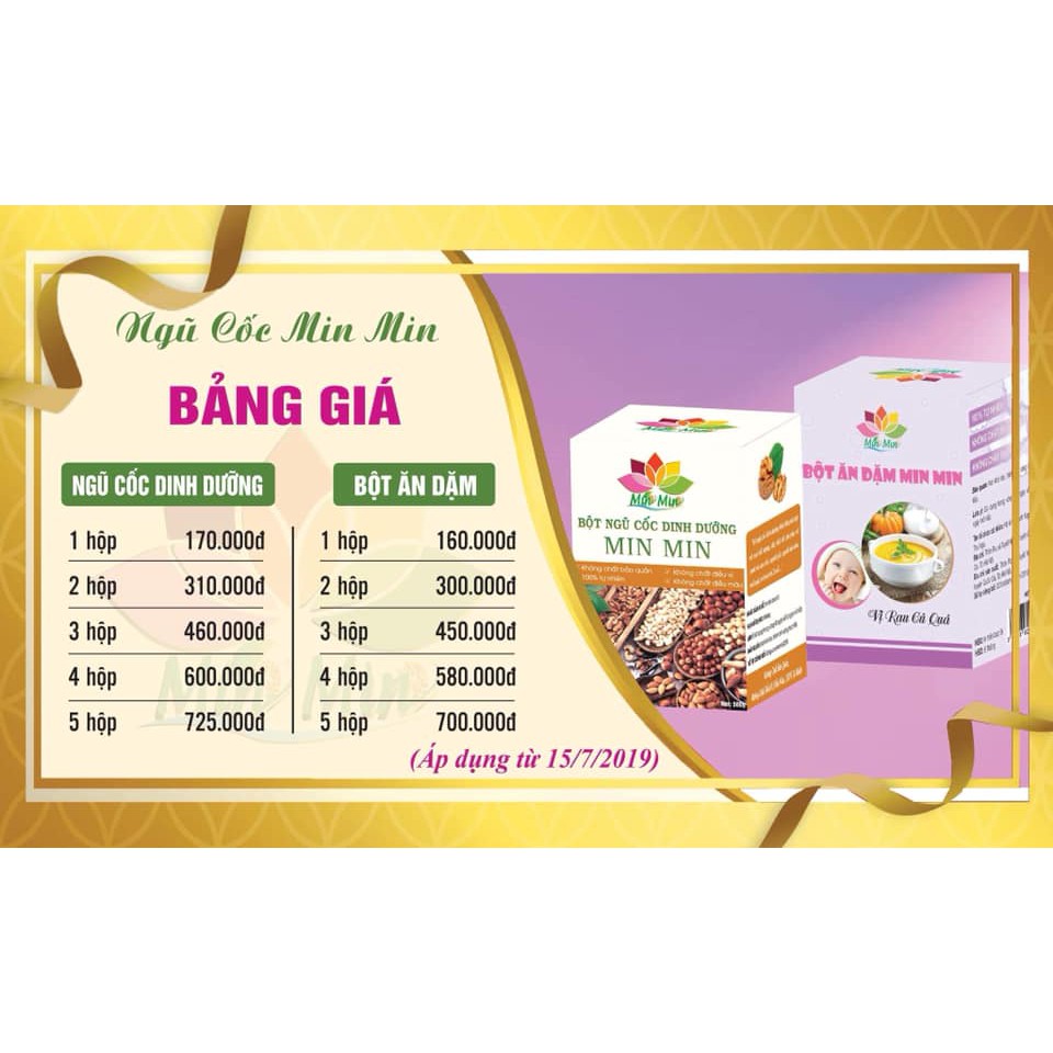 BỘT ĂN DẶM MIN MIN CAO CẤP - ( CHO BÉ TỪ 6 THÁNG TUỔI ) - 1 KG