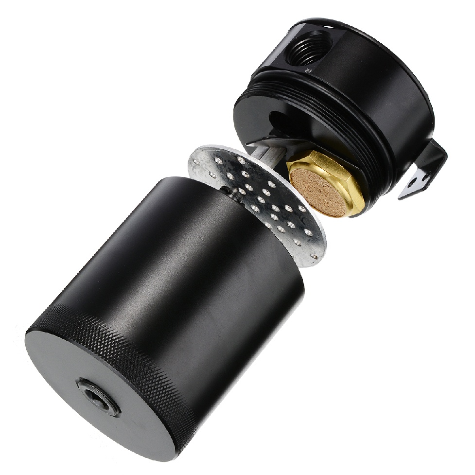 Universal 2-Port Compact Baffled Oil Catch Can 3/8" NPT Inlet Outlet Black