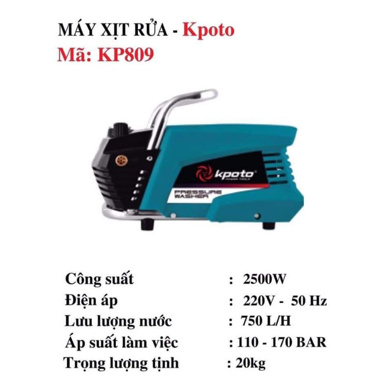 Máy Rửa Xe Gia Đình KPOTO KP809 2500W Có Điều Chỉnh Áp Lực Nước Chính Hãng