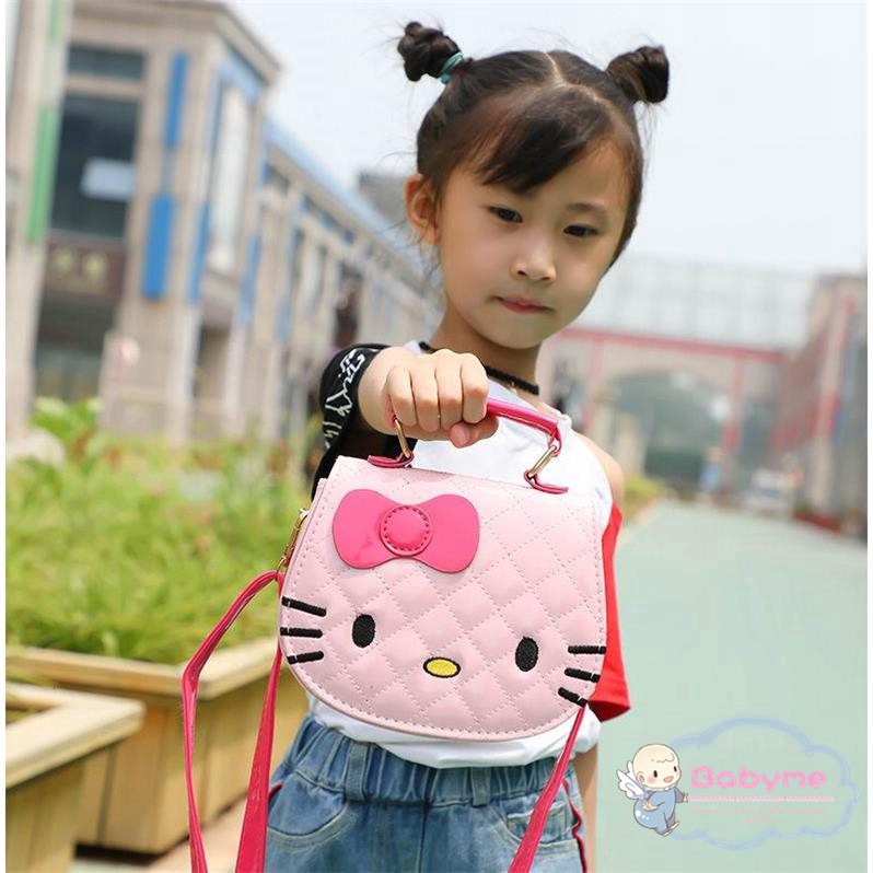 Túi đeo chéo da PU hình mèo Hello Kitty cho bé gái