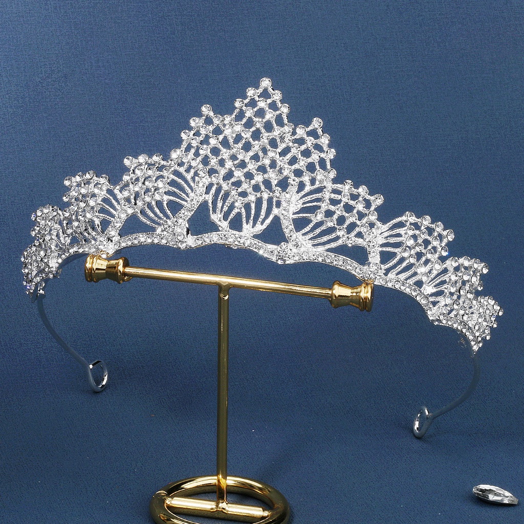 Vương Miện Công Chúa Đính Kim Cương Giả Bằng Hợp Kim Cho Cô Dâu